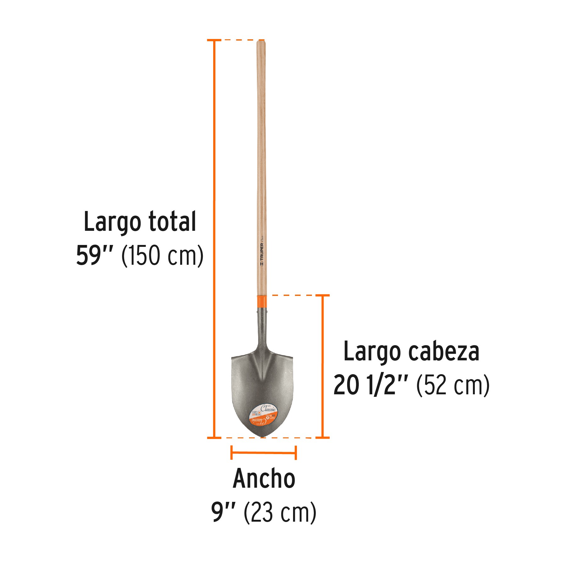 Pala irrigación cerrado Classic mango largo Truper Palas Irrigación