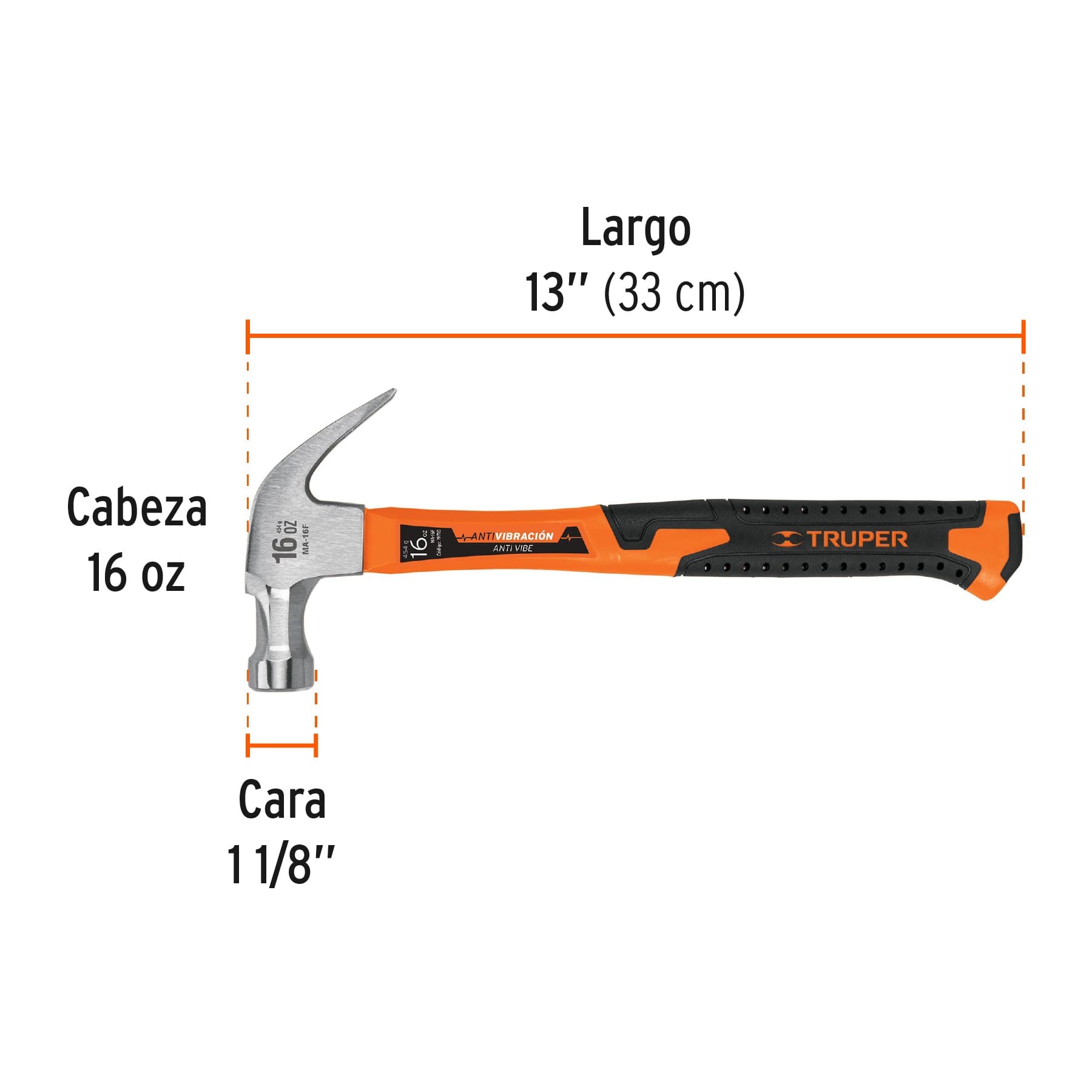 Martillo Oz U A Curva Mango Fibra De Vidrio Truper Martillos