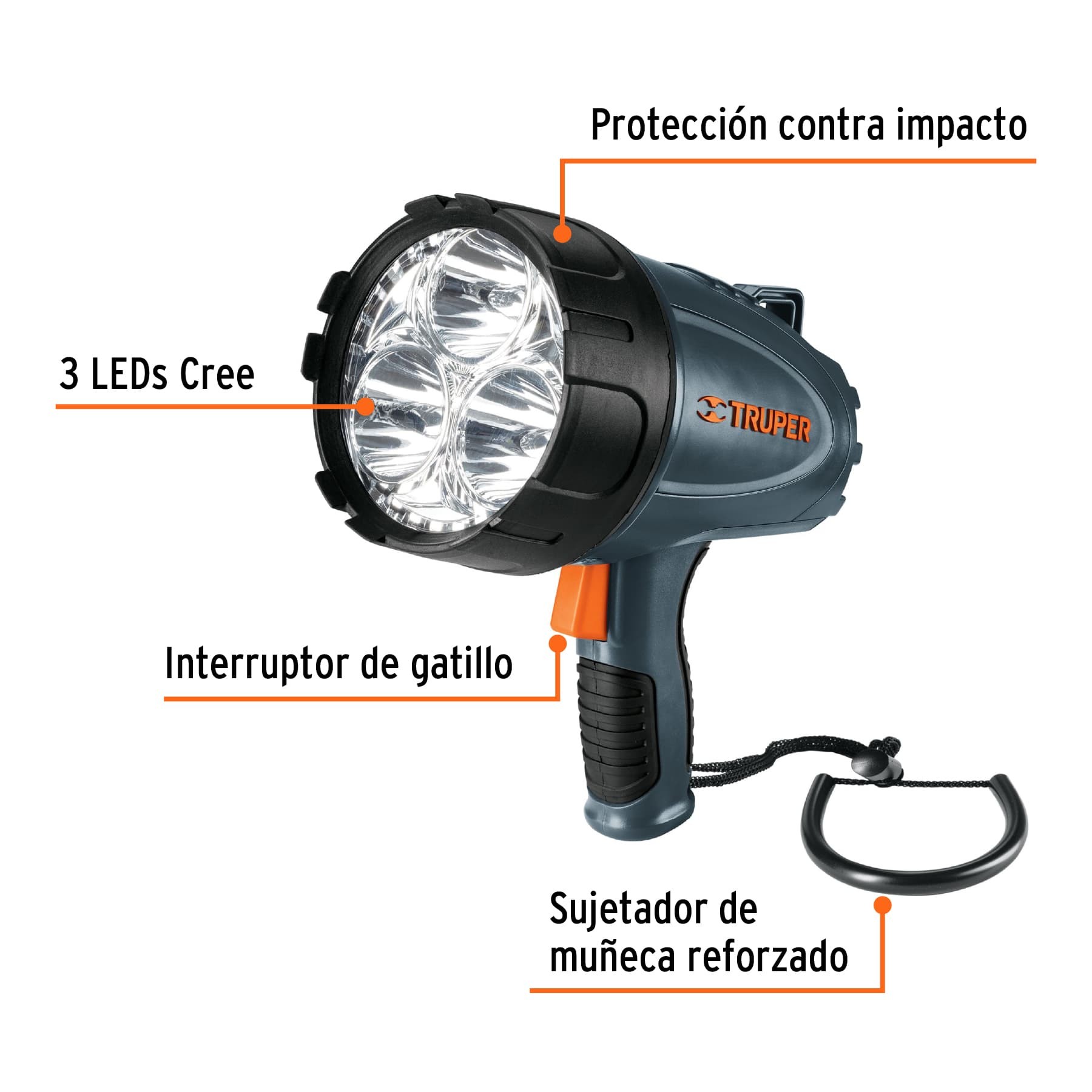 Lámpara recargable de LED 1500 lm alta potencia Truper Lámparas