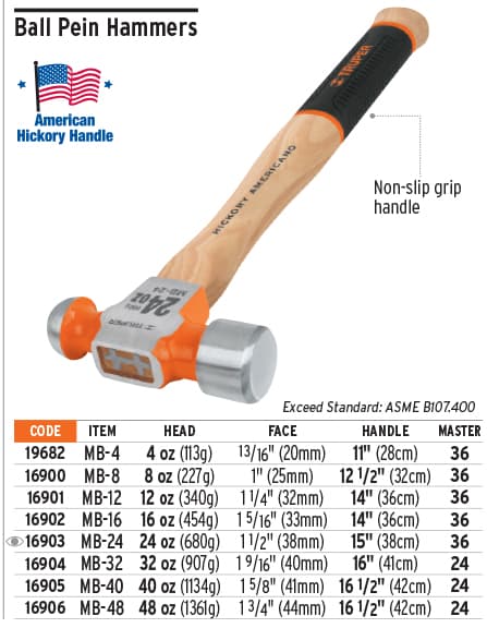 Hand Tools / Hickory Handle Hammers w/ Truper Grip