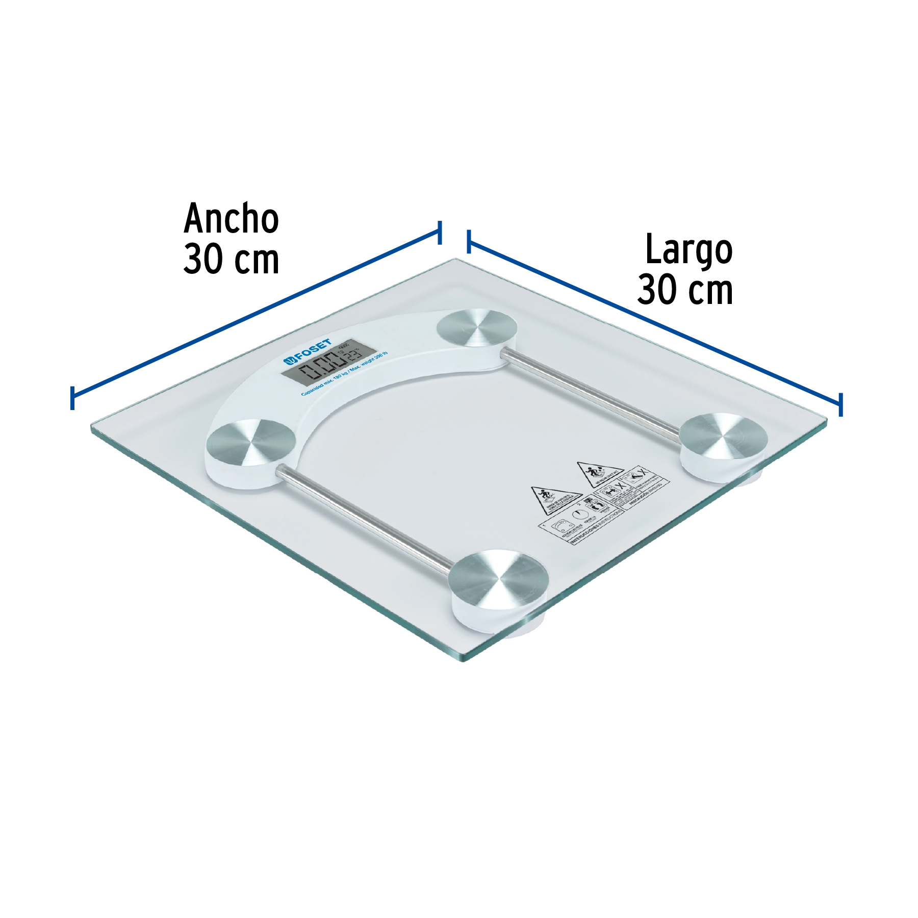 Báscula digital para baño FOSET 180 kg de capacidad Mod. BASC-180B