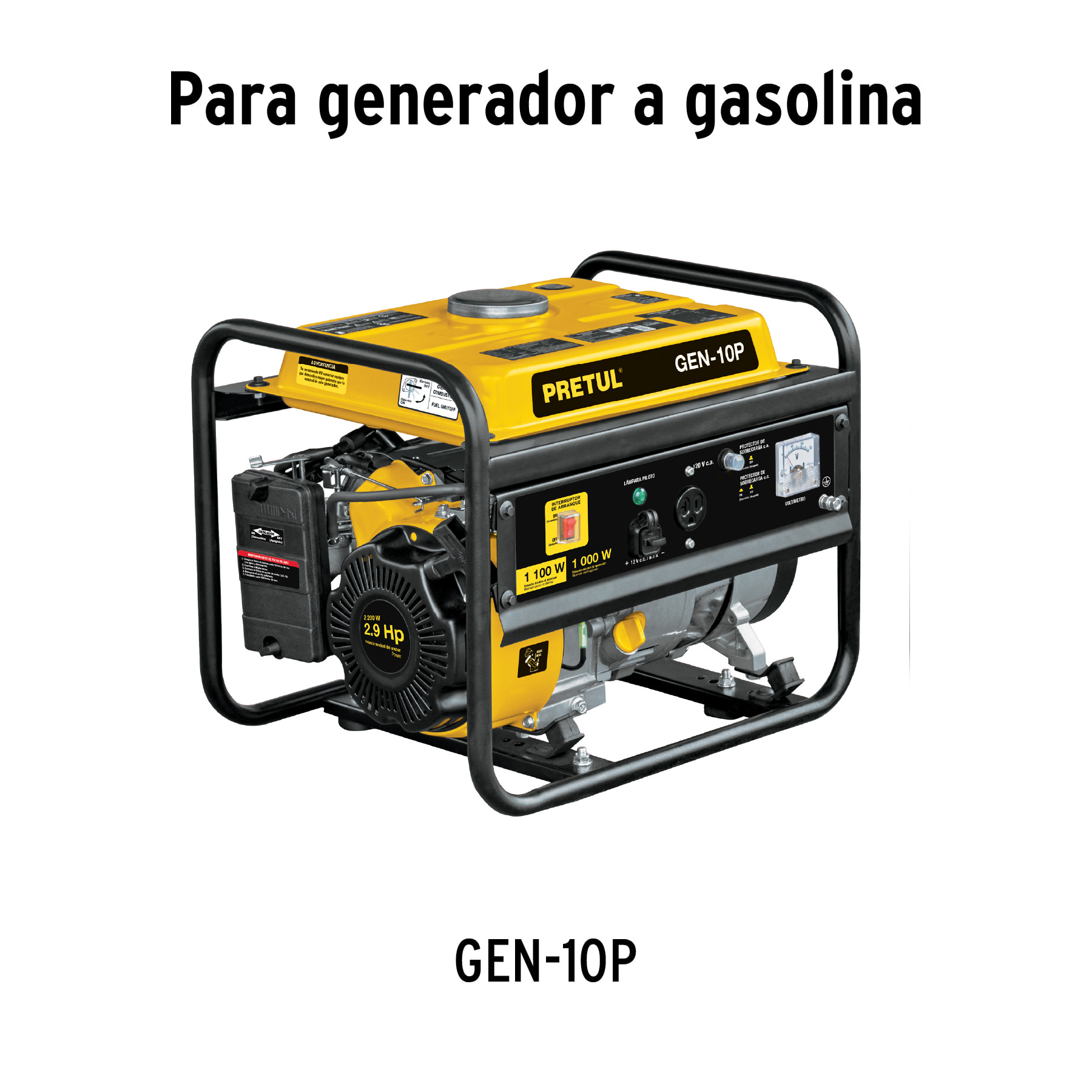 Generador eléctrico con motor a gasolina 1,100W Pretul