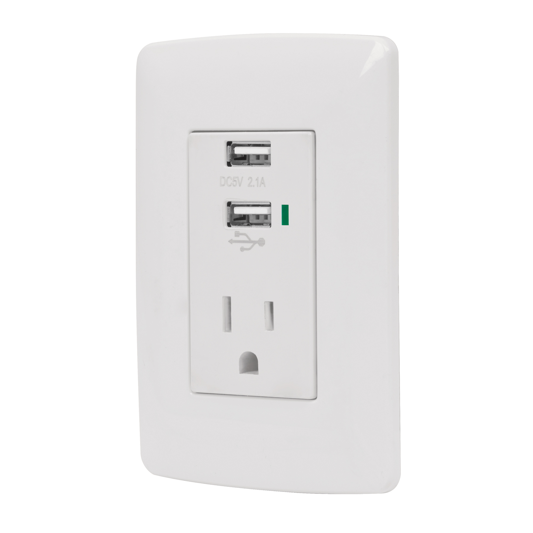 48065 White outlet built- in usb charger ports