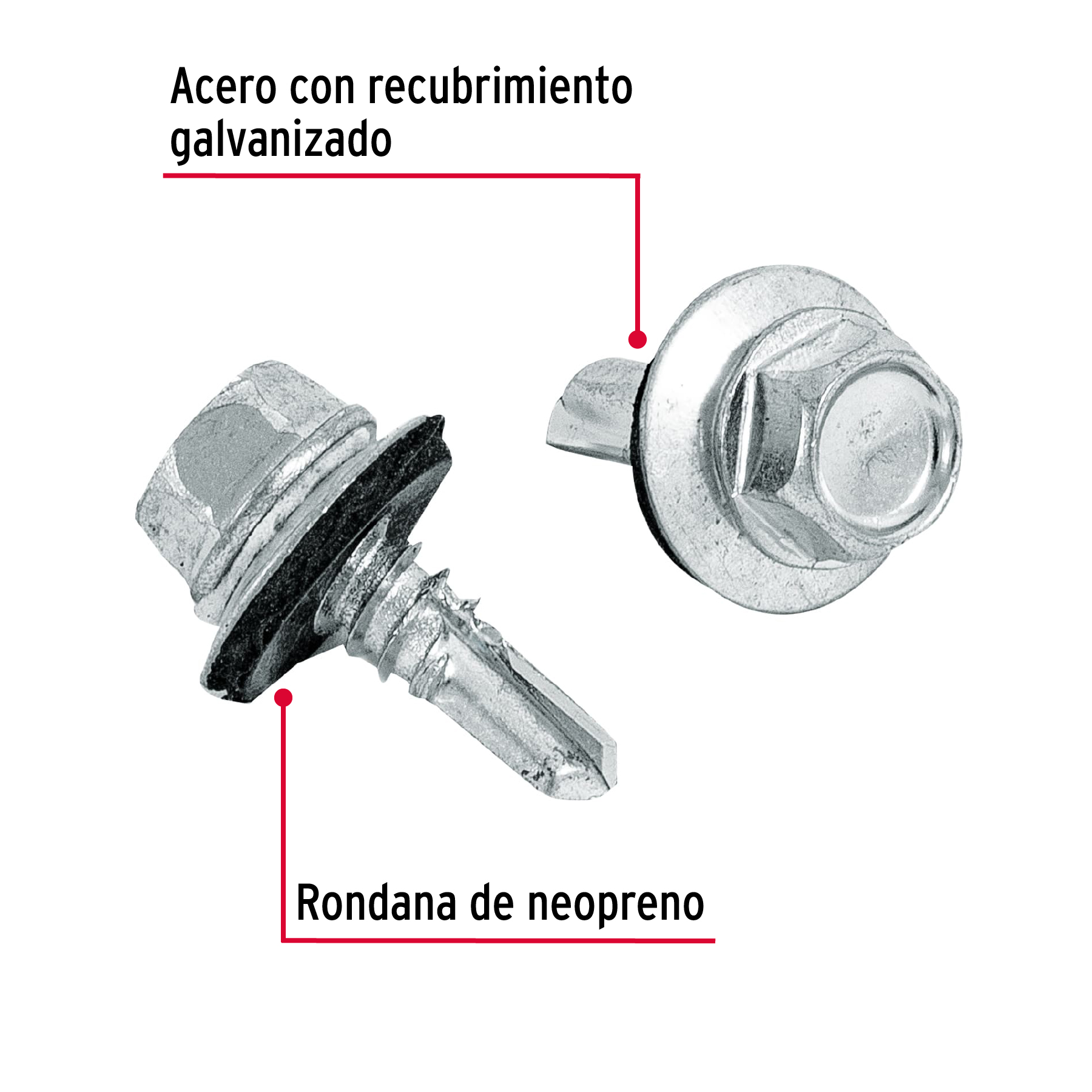 Ficha Tecnica Pijas cabeza hexagonal, punta de broca con rondana