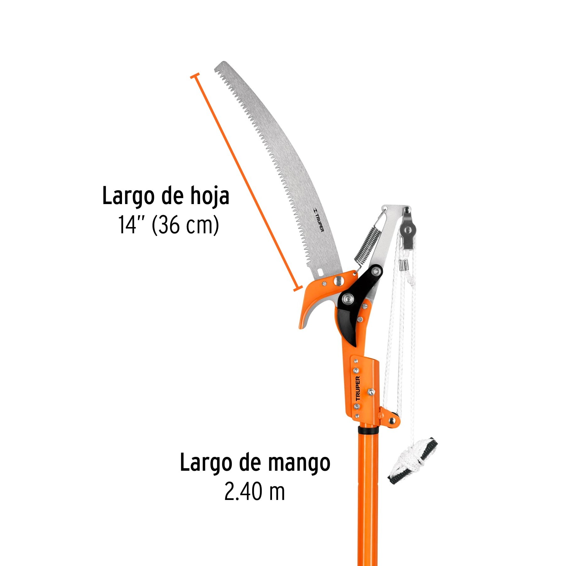 Podadora telescópica para árbol de 12 a 24 pies, lazo telescópico de jardín  de mango largo, con hoja de sierra acoplable, fácil de ajustar, podadora