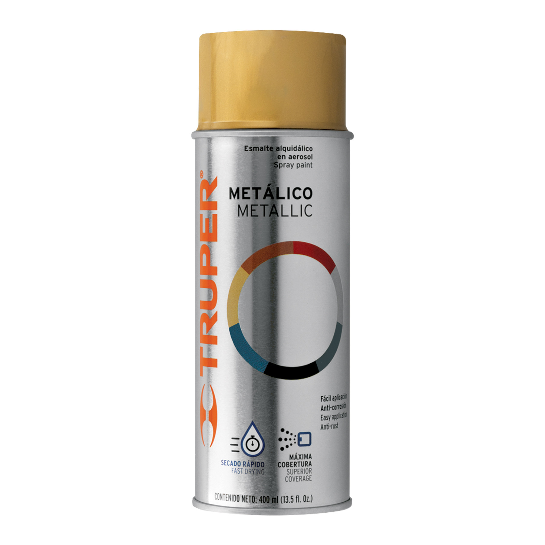 Pintura en aerosol, oro metálico, bote tradicional, 400 ml