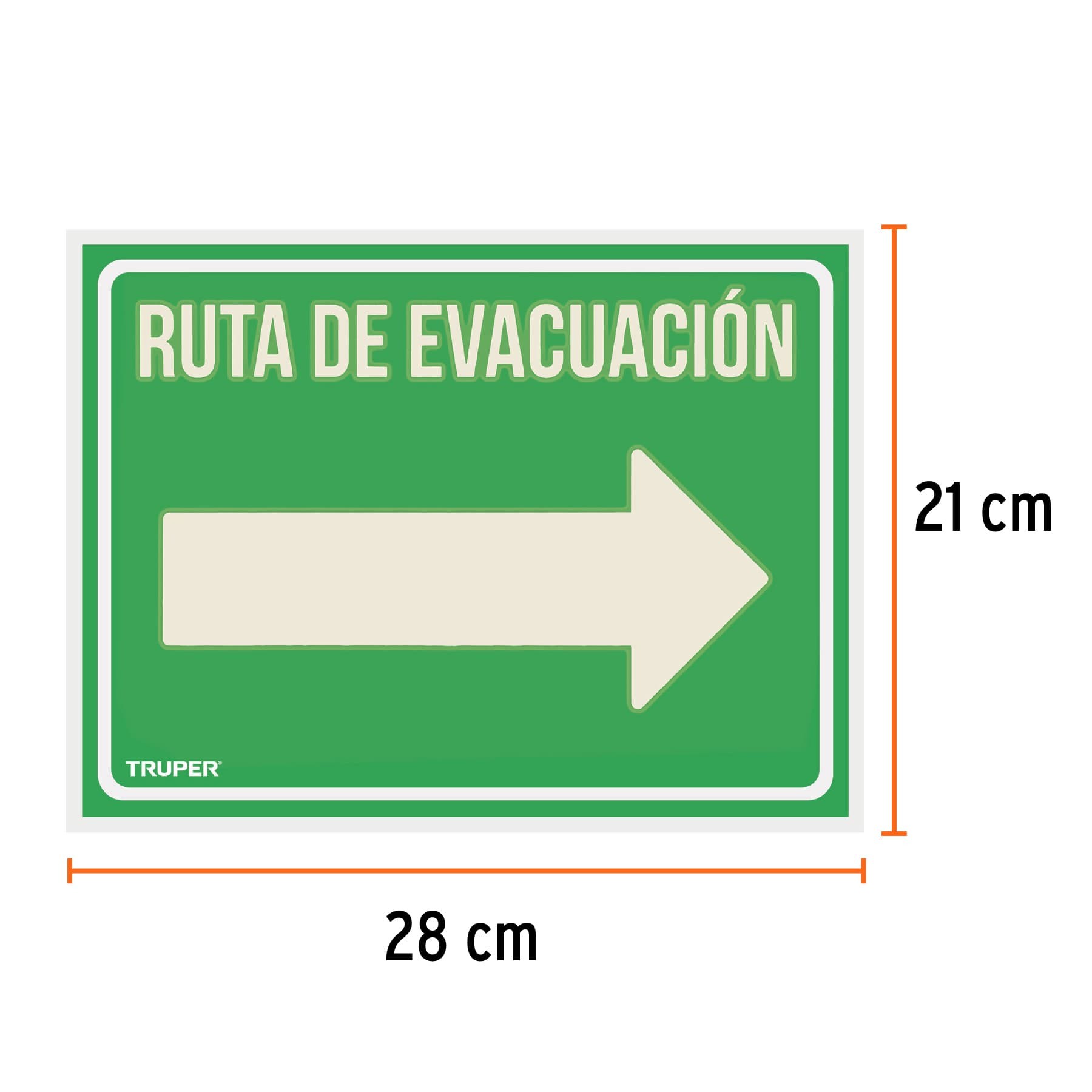 Cartel Linea Evacuacion Salida Abajo 14x41 Cm