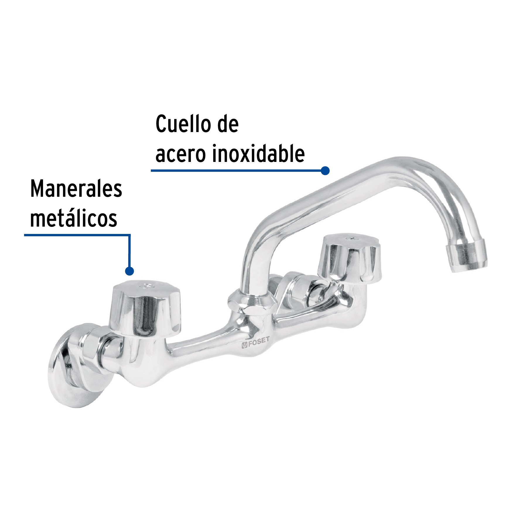 Mezcladora inox 8 para fregadero conexiones de pared Foset