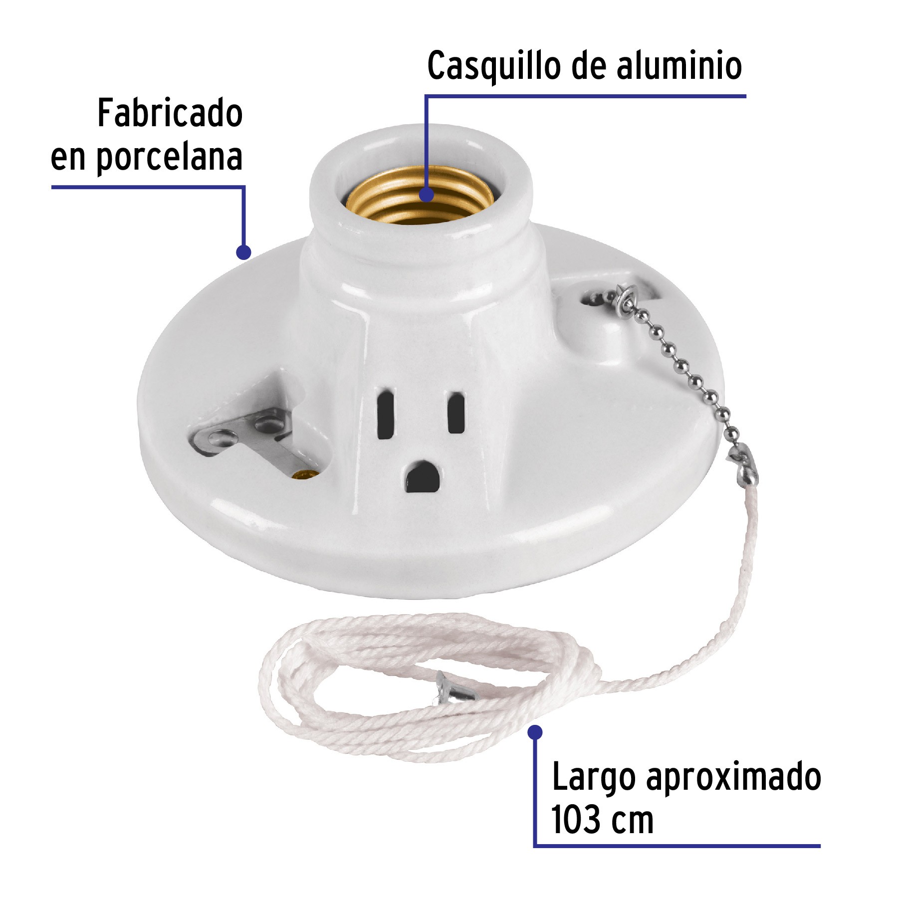 SOCKET LADRÓN CON CADENA BLANCO LEVITON