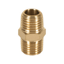 Niple macho-macho de latón, cuerda 1/4" NPT, Truper