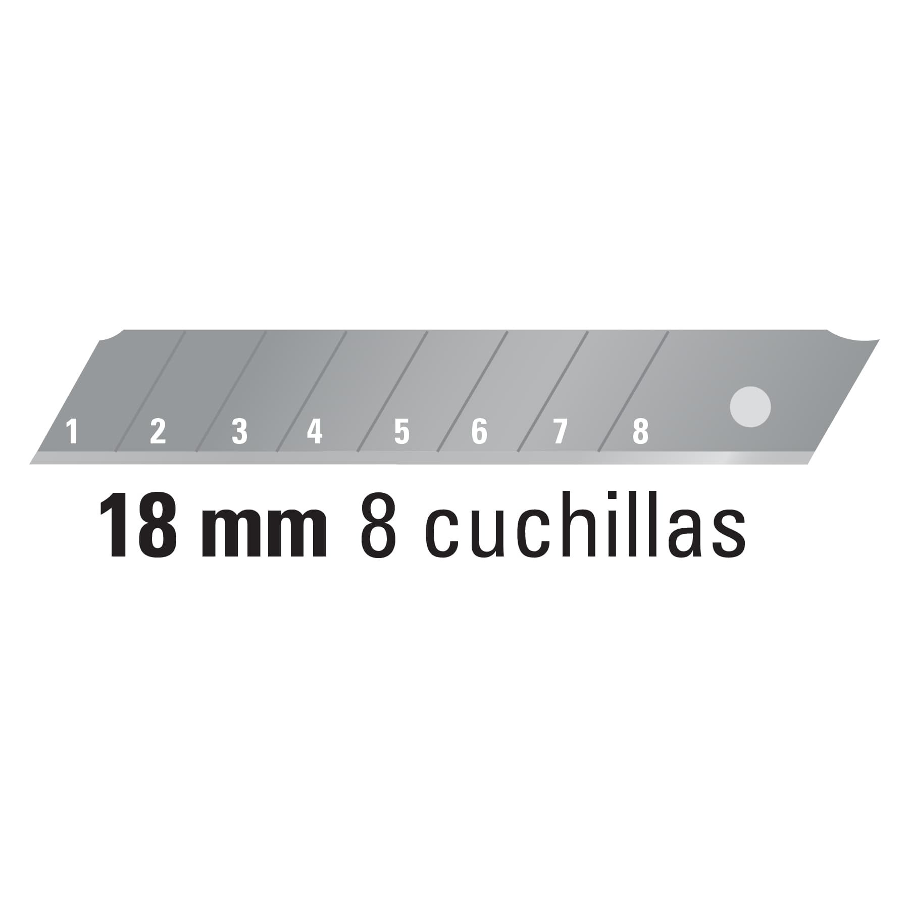 Cutter doble seguridad metálico 18 mm. +5 cuchillas