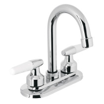 Mezcladora 4" para lavabo, cuello bar, manerales cono