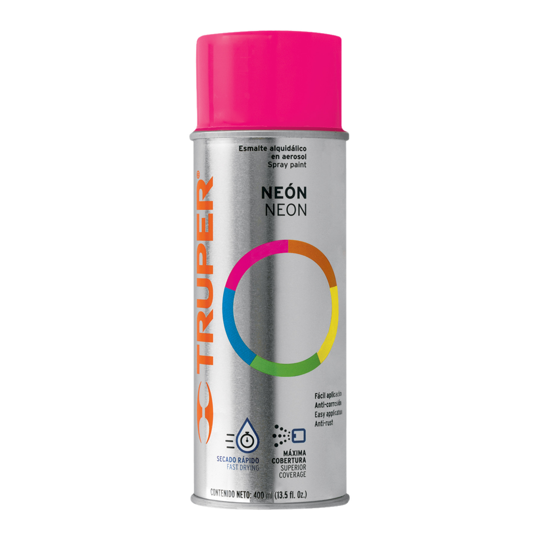 Pintura en aerosol, rosa neón, bote tradicional, 400 ml