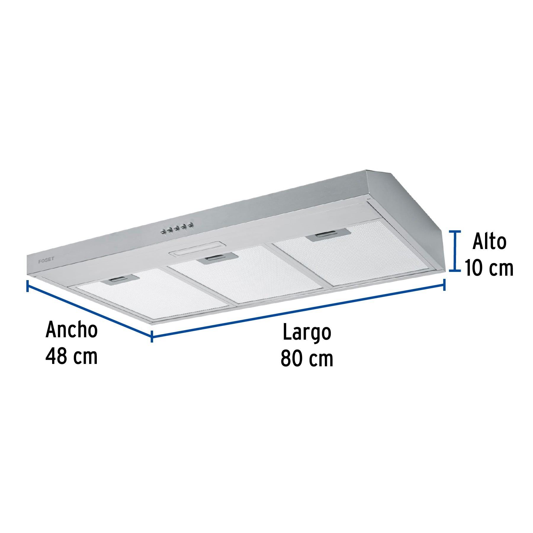 Campana extractora 60cm, empotrable, acero inoxidable, Foset