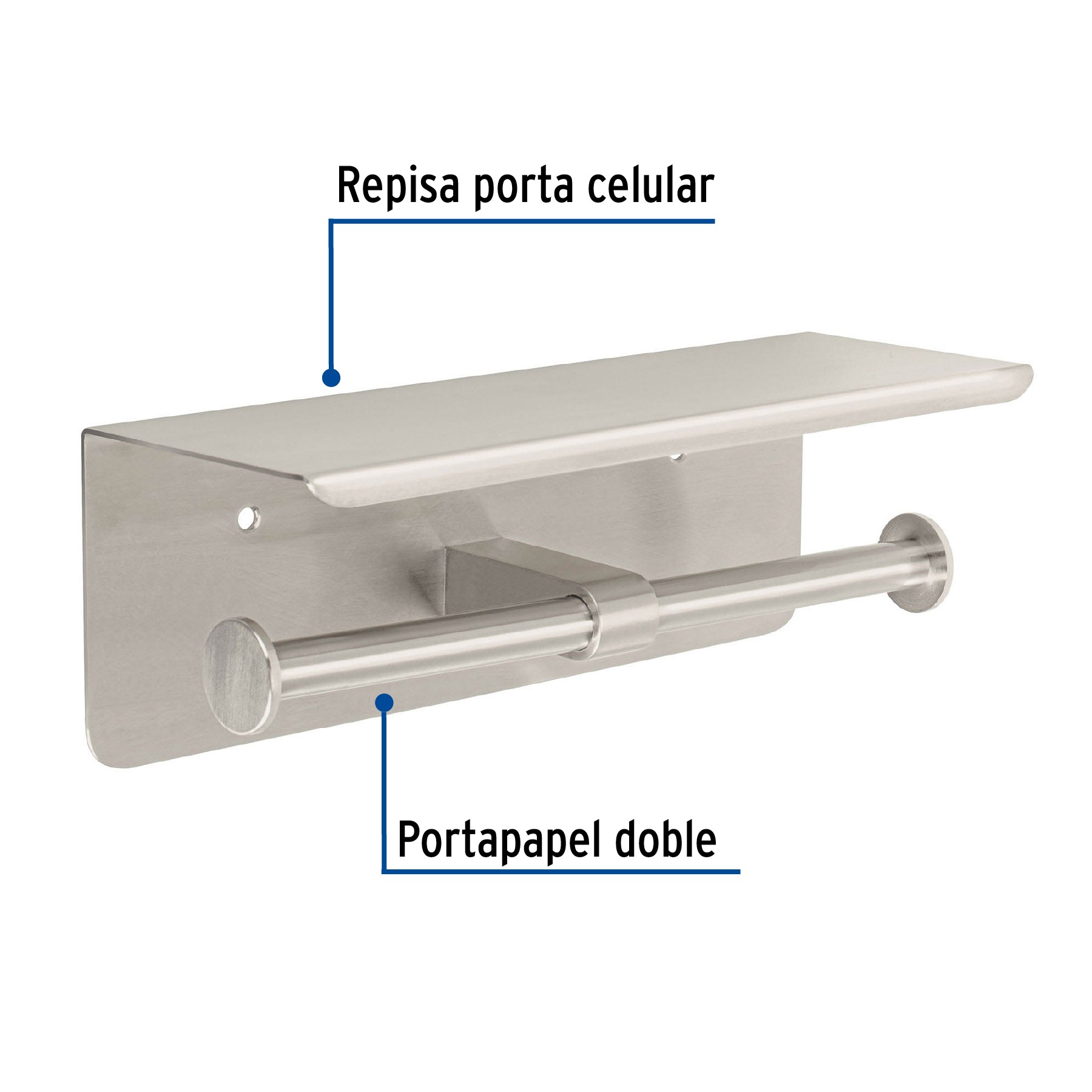 Porta Papel Higienico Acero Inoxidable Con Base Para Celular