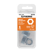 Blíster con 6 tuercas 1/2" hex de acero galvanizado, Fiero