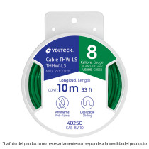 Carrete con 10 m de cable THHW-LS 10 AWG verde, Volteck