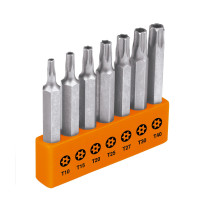 Juego de 7 puntas torx combinadas c/seguro largo 2", Expert