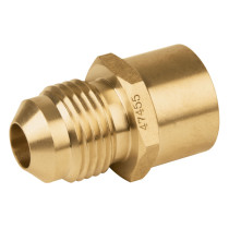 Conector flare soldable de latón, 3/8" x 1/2", Foset