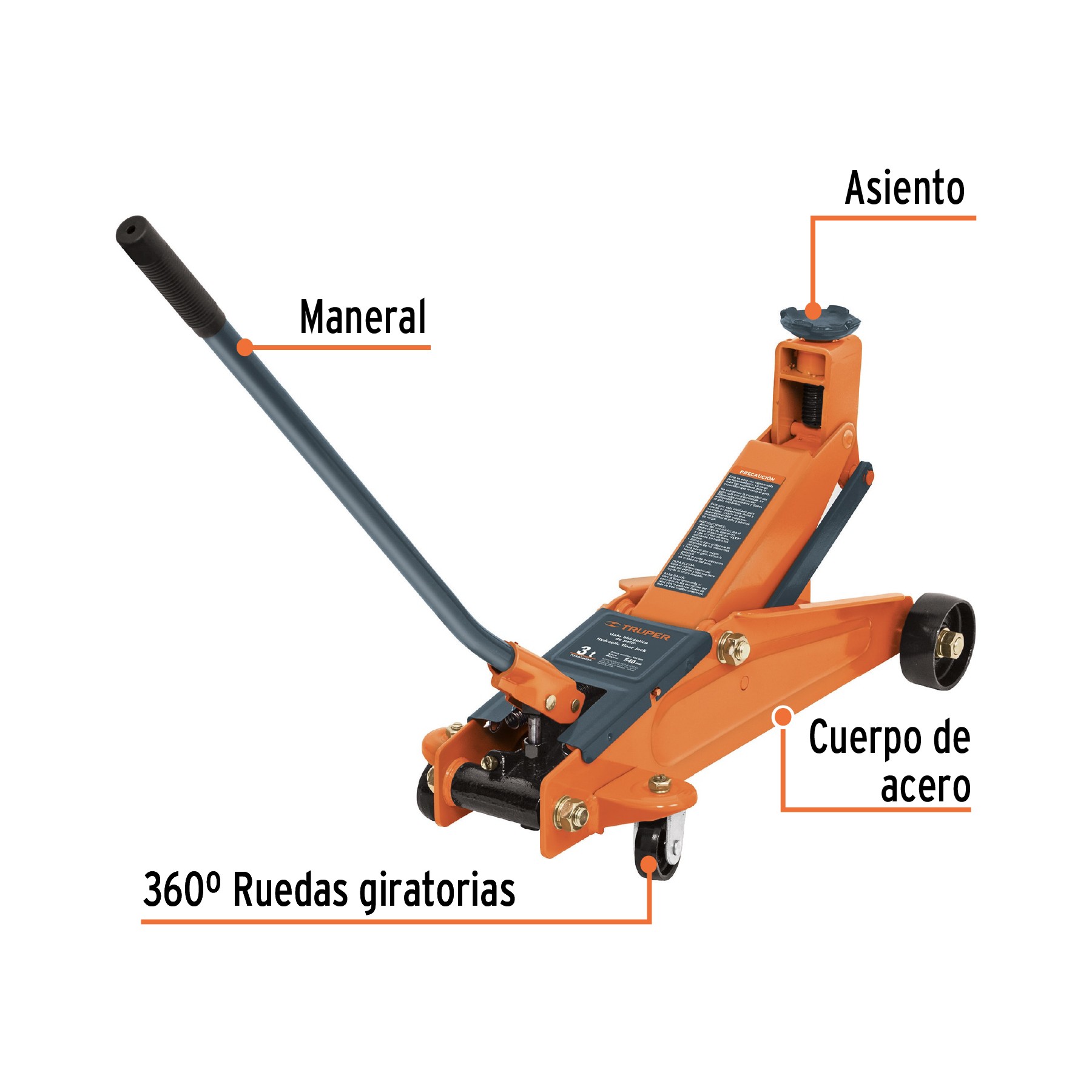 Gato hidráulico profesional de patín, 3 ton, elevación rápida Truper  GAPRO-3PB 14806 – Mundo Constructor