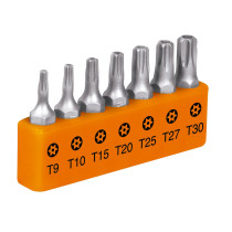 Juego de 7 puntas torx combinadas c/seguro largo 1", Expert