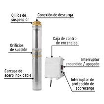 Bomba sumergible, tipo bala, 1 HP, agua limpia, Pretul