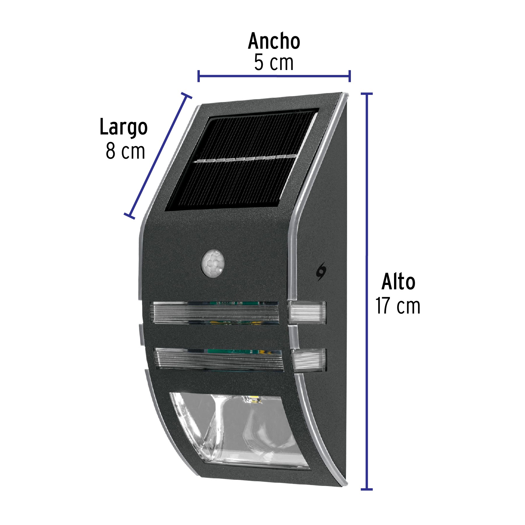 Foco Solar Exterior con Sensor y Foto Célula 6 Luces