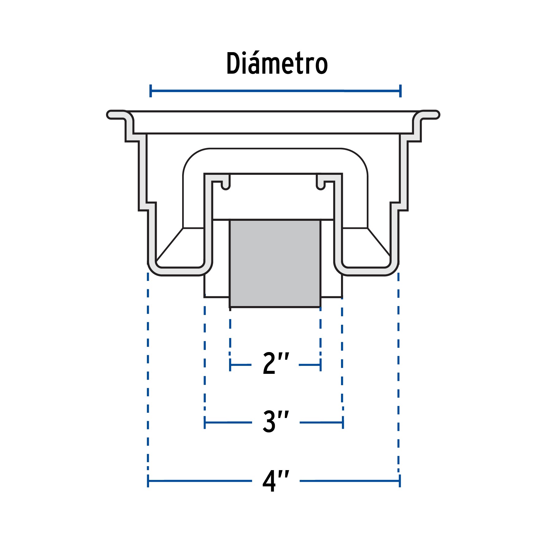 Coladera ABS 5', salida lateral 2', rejilla con 3 tornillos Foset