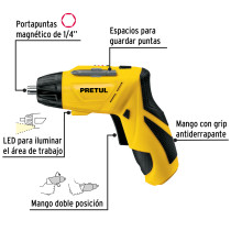 Destornillador inalámbrico de dos posiciones 3.6 V, Pretul