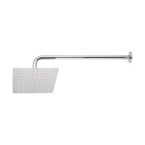 Regadera cuadrada 8", acero inox, con brazo, cromo, Túbig