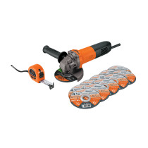 Combo esmeriladora 4-1/2", 700W, discos y flexómetro, PRO