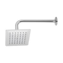 Regadera cuadrada 6", acero inox, con brazo, cromo, Túbig