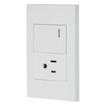 Placa armada 1 interruptor,1contacto,1.5mod,Española, blanco