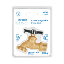 Llave para manguera, latón, 100 gr, 1/2",blister,Foset Basic