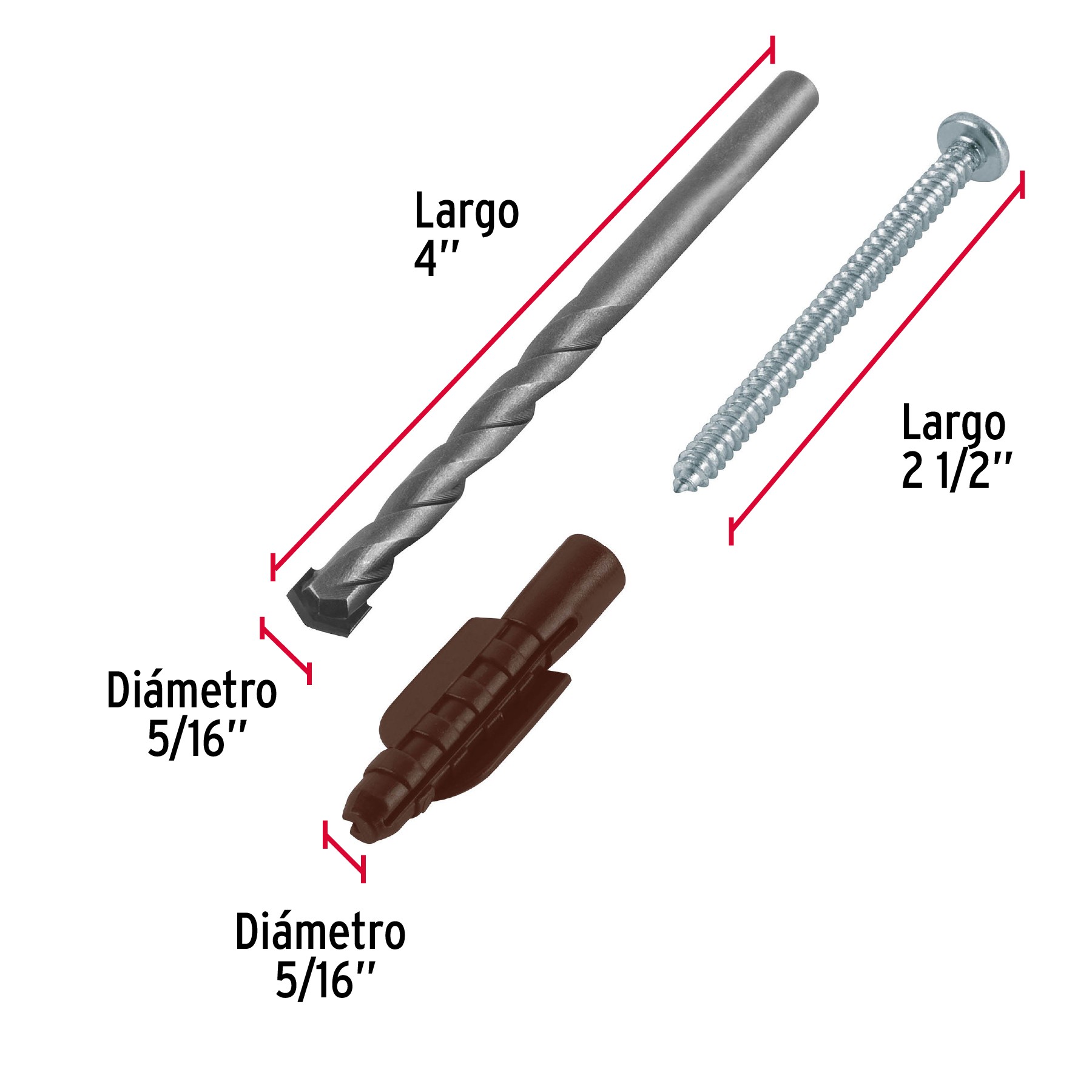 Kit De Taquetes Con Pijas Y Broca Fiero Taquetes