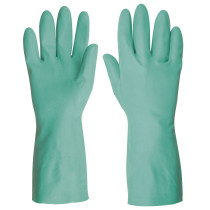 Guantes para manejo de solventes, nitrilo, verdes