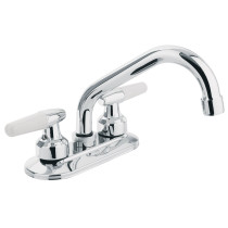 Mezcladora 4" para lavabo, cuello tubular, manerales cono