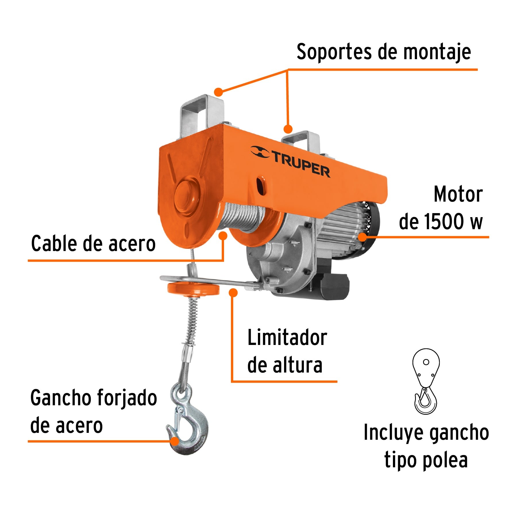 Polipasto Eléctrico De 1000 Kg Truper Polipastos Eléctricos 16848 0075