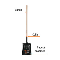 Pala T-2000 cuadrada, tipo español, mango largo 41"