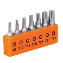 Juego de 7 puntas torx combinadas largo 1", Truper Expert