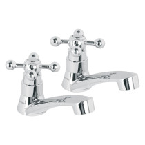 Juego 2 llaves para lavabo, ABS, manerales cruceta, Basic